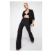 Trendyol Black Woven Shiny Stone Trousers