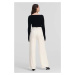 Nohavice Karl Lagerfeld dámske, béžová farba, široké, vysoký pás