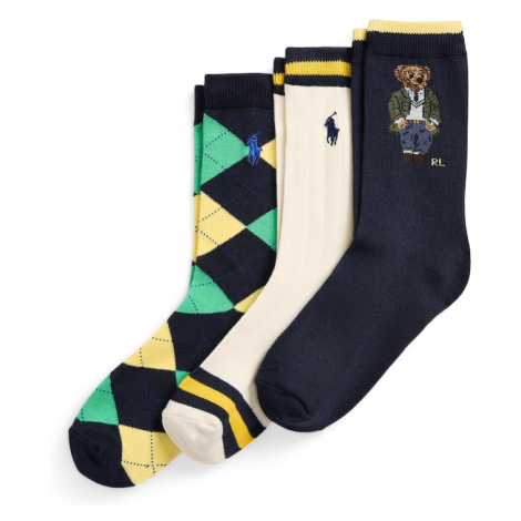 Polo Ralph Lauren Ponožky 'AIP BOYBEAR'  béžová / námornícka modrá / žltá / zelená