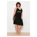 Trendyol Curve Black Lace and Slit Detailed Knitted Nightgown