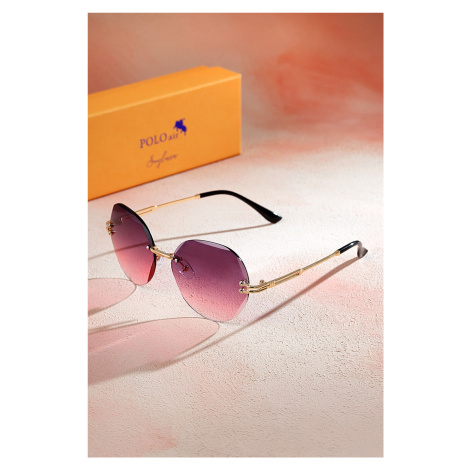 Polo Air Women's Crystal Round Sunglasses Pink Color