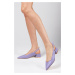 Mio Gusto Marsha Lilac Women's Open Back Short Heeled Shoes with Buckle in the Side.