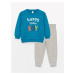 LC Waikiki Crew Neck Long Printed Baby Boy Sweatshirt and Trousers 2-Piece Set