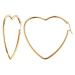 Oceľové náušnice zlatej farby - lesklá kontúra srdca, francúzsky zámok