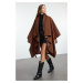 Trendyol Brown Oversize Soft Texture Poncho Coat