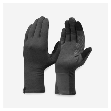 Spodné rukavice MT500 z vlny merino na treking v horách sivé FORCLAZ