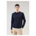 Sveter Woolrich Logo Crewneck Melton Blue