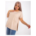 Lady's beige blouse plus size with pockets