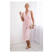 Jumpsuit with a tie at the waist with powder pink straps