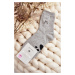 Women's cotton socks with teddy bear applique, grey