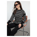 Trendyol Black Striped Single Plait Knitwear