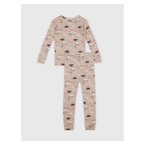 Svetlohnedé chlapčenské pyžamo s motívom dinosaurov GAP