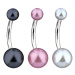 Piercing do bruška - farebná perlová gulička - Farba piercing: Ružová
