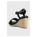 Sandále Calvin Klein WEDGE 70HH - HE dámske, čierna farba, na kline, HW0HW01499