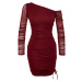 Trendyol Burgundy Fitted Lined Knitted Tulle Dress