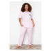 Trendyol Curve Pink Button Detailed Camisole Knitted Pajamas Set