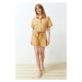 Trendyol Mustard Tie Detail Cotton Woven Shorts