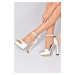 Fox Shoes Women's White Platform Chunky Heeled Shoes