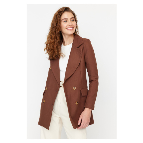 Trendyol Brown Woven Lined Double Breasted Blazer with Closure