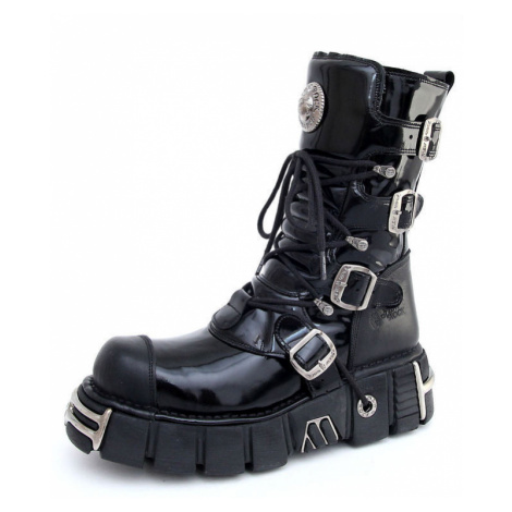 topánky kožené NEW ROCK Bizarre Boots (313-S1) Black Čierna