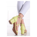 Svetlozelené sandále na hrubom podpätku Zahra