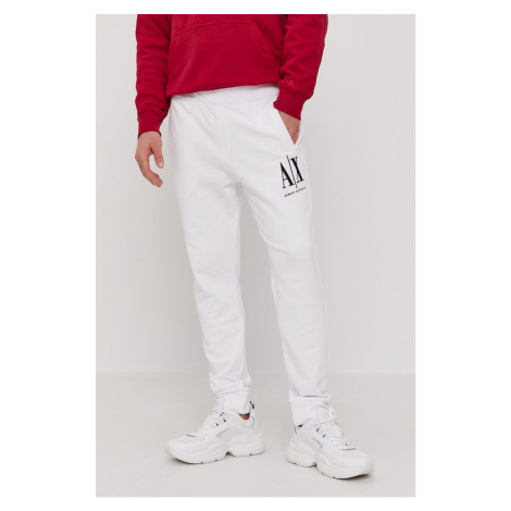 Nohavice Armani Exchange pánske, biela farba, jednofarebné, 8NZPPA ZJ1ZZ NOS