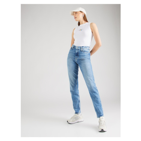 Calvin Klein Jeans Džínsy 'MOM Jeans'  svetlobéžová / modrá denim / biela