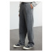 Trendyol Anthracite Wide Leg Ribbed Distressed/Faded Effect Basic Sweatpants