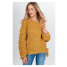 Women's knitted sweater with bows - mustard