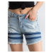 Blue frayed denim shorts