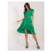 Green dress with ruffles and flower