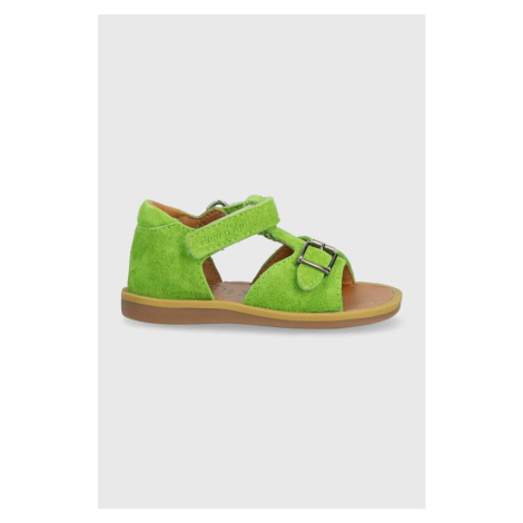 Detské kožené sandále Reebok Classic zelená farba
