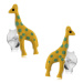 Puzetové náušnice, striebro 925, žltá glazúrovaná žirafa so zelenými bodkami