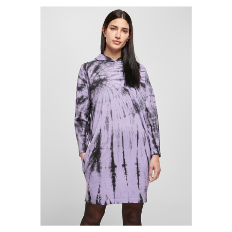 Women's oversized dress with black/lavender hooded tie Urban Classics