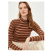 LC Waikiki High Collar Striped Long Sleeve Women's T-Shirt