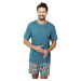 Men's Crab pyjamas, short sleeves, shorts - blue-green/print