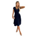 LINDA - Tmavomodré dámske šifónové šaty s čipkovým výstrihom 381-4