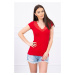 Blouse with lace neckline red