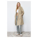 Trendyol Open Khaki Oversize Belted Trench Coat