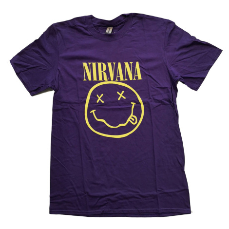 Nirvana tričko Yellow Smiley Fialová
