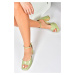 Fox Shoes Green Patent Leather Thick Platform Heels Women's Shoes K404100208