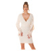 Sexy Knitdress V-Neck with Lace white Einheitsgroesse