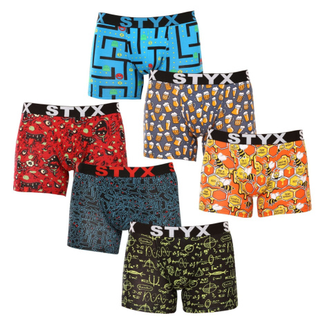 6PACK Mens Boxers Styx long art sports rubber multicolor