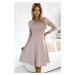 567-1 Comfortable trapeze long sleeve dress - BEIGE