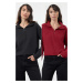 Trendyol Claret Red-Anthracite 2-Pack Thessaloniki Regular Pattern Zippered Collar Knitted Sweat