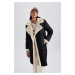 DEFACTO Regular Fit Plush Lining Suede Coat