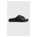 Kožené šľapky Calvin Klein CRISS CROSS SANDAL LTH pánske, čierna farba, HM0HM01069