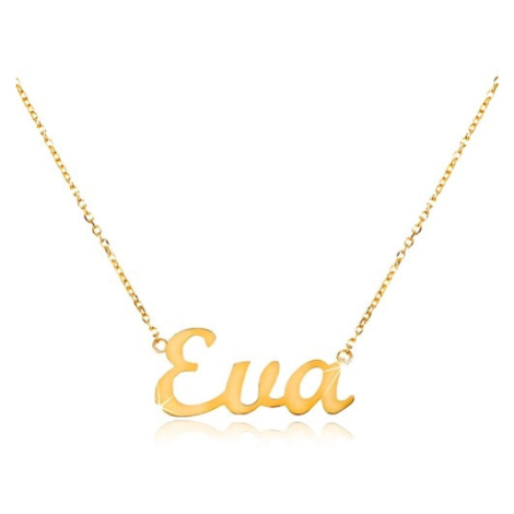 Zlatý náhrdelník 585 s menom Eva, jemná nastaviteľná retiazka
