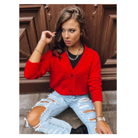Červený dámsky sveter na gombíky DStreet