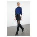 Trendyol Navy Blue Shoulder Detailed Satin Woven Blouse